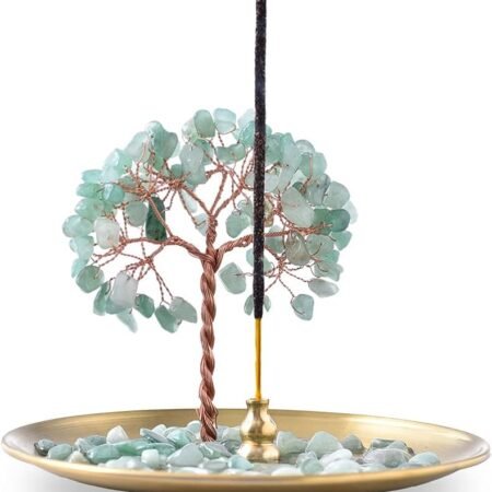 Incense Holder for Sticks, Healing Crystal Stone Money Tree Incense Burner, Ash Catcher for Yoga, Meditation and Home Decor