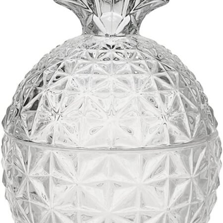 Rustic Pineapple Embossed Glass Candy Jar, 5.5x3.5in & 6x4in, Ideal for Candy, Biscuits, Sugar, Home Decoration, Weddings & Events