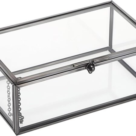 Clear Glass Keepsake Storage Box for Crystals, Jewelry and Personal Treasures