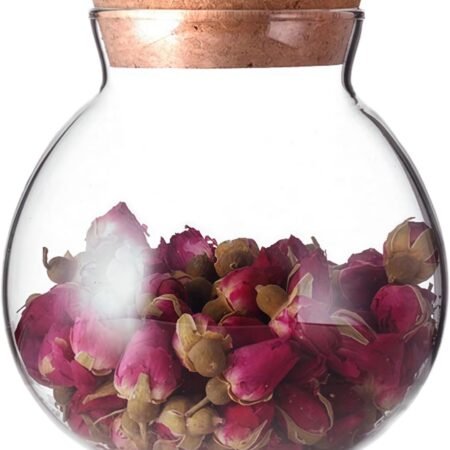500 Ml (17 Fl Oz) Round Clear Glass Favor Jar Storage Jar, with Cork Stopper
