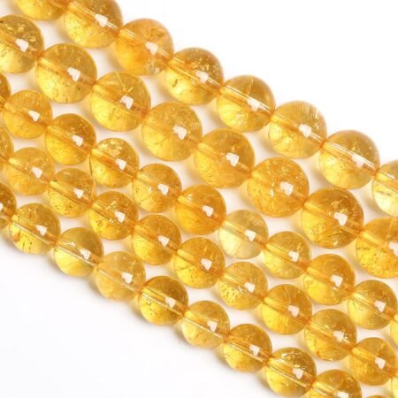 8MM 45PCS Natural Citrine Yellow Quartz Crystal Round Spacer Loose Beads for Jewelry Making 15 inches DIY Bracelet Necklace