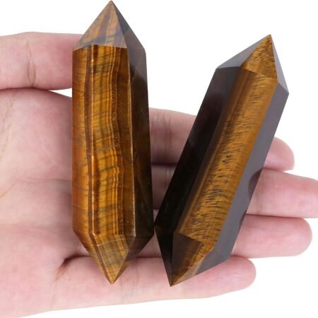 3.5" Tiger's Eye Healing Crystals Wand Natural Crystals and Healing Stones Large Hexagonal Crystal Points for Meditation Divination Reiki Energy Balancing 1PCS