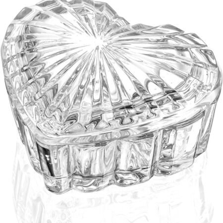 Heart Shaped Clear Glass Trinket Box for Crystals, Jewelry and Small Keepsakes