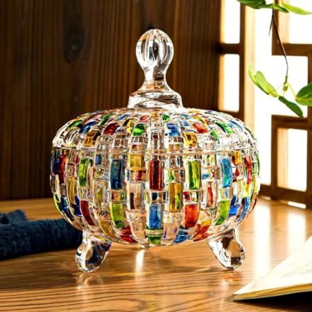 Colorful Crystal candy jars Candy jars with lids christmas candy jar Candy containers cute candy jar glass jar with lid-24 oz